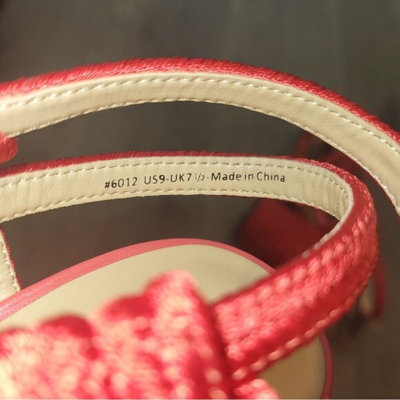 Cabi Tiptoe Braided Red Strappy Open Toe Stacked Heel Sandal 9 - Picture 8 of 9